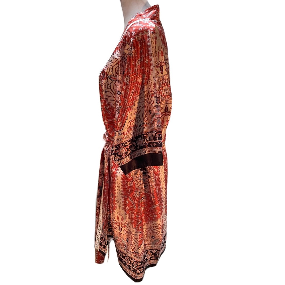 David’s Bridal Multicolor Silky Tie Waist Knee Length Robe Size S/M - Picture 3 of 16